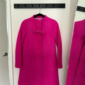 J. Crew Hot Pink Cocoon Nello Gori Wool Cashmere Bow Coat Jacket